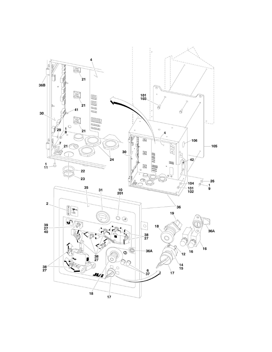 Figure 2-7. ground control box assembly | JLG E300 Parts Manual User Manual | Page 46 / 172