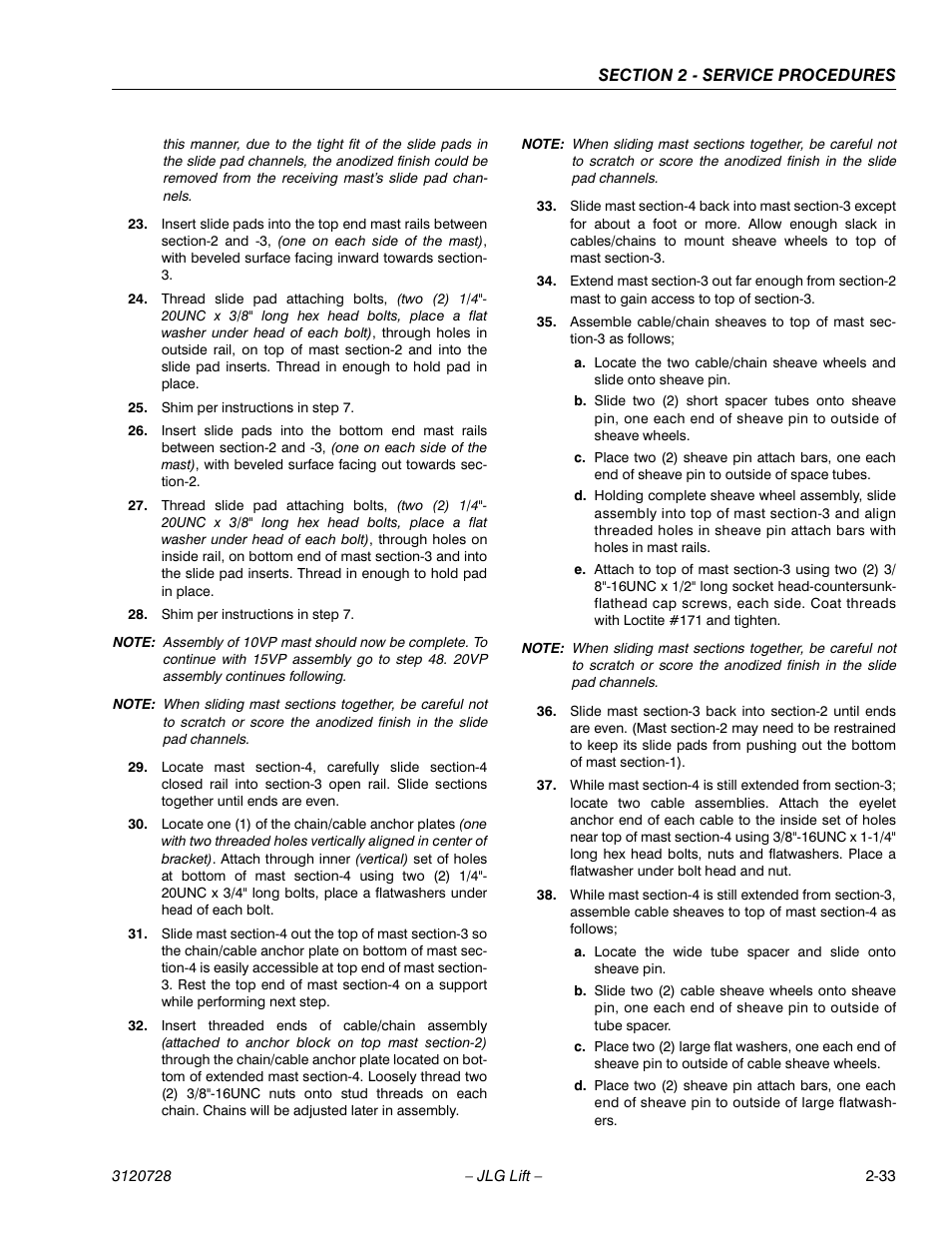 Shim per instructions in step 7 | JLG 20VP (3120728) Service Manual User Manual | Page 51 / 104