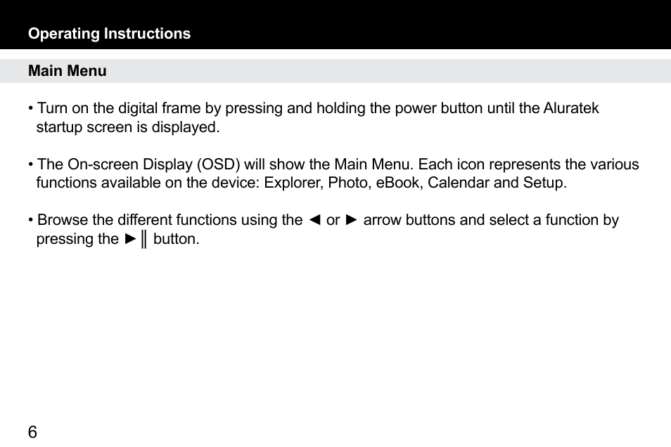 Aluratek ADPF07SF User Manual | Page 6 / 16