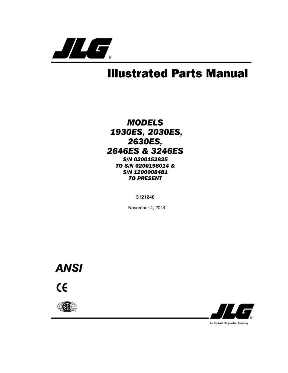 JLG 3246ES Parts Manual User Manual | 198 pages