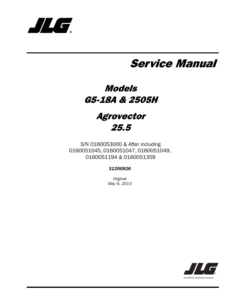 JLG G5-18A Service Manual User Manual | 180 pages