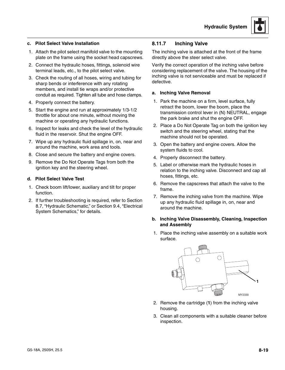 7 inching valve, Inching valve | JLG G5-18A Service Manual User Manual | Page 109 / 180