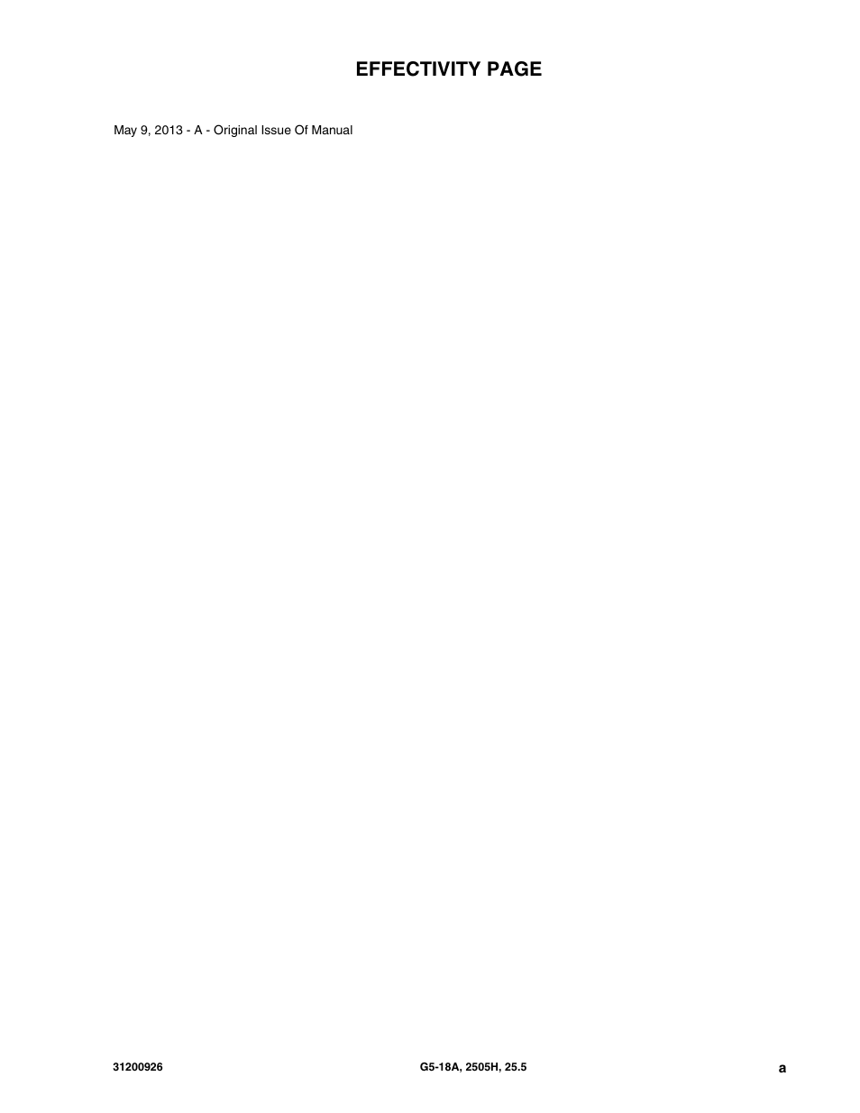 Effectivity page | JLG G5-18A Service Manual User Manual | Page 3 / 180