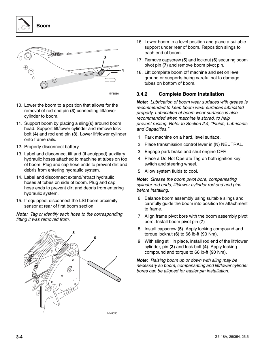 2 complete boom installation, Complete boom installation | JLG G5-18A Service Manual User Manual | Page 36 / 180