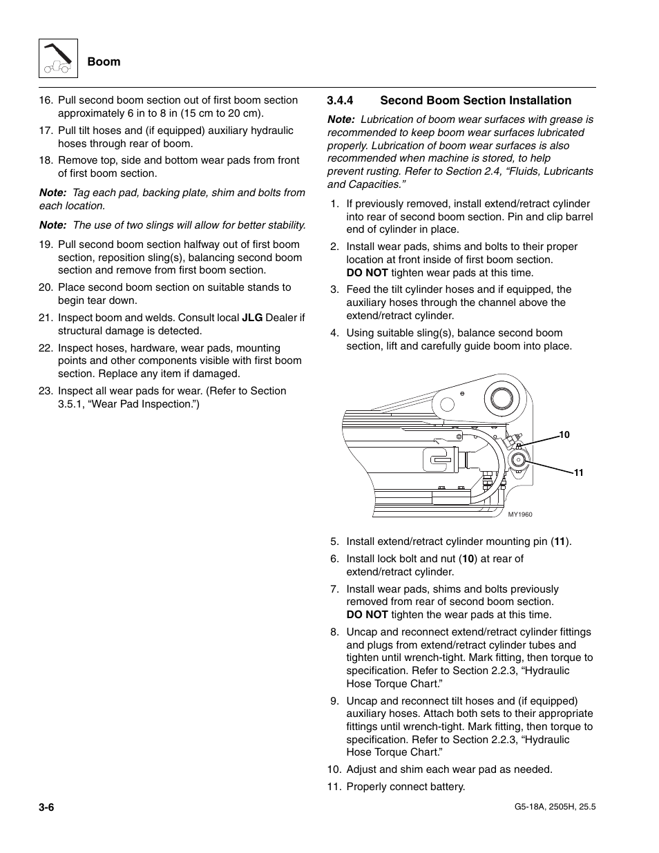 4 second boom section installation, Second boom section installation | JLG G5-18A Service Manual User Manual | Page 38 / 180