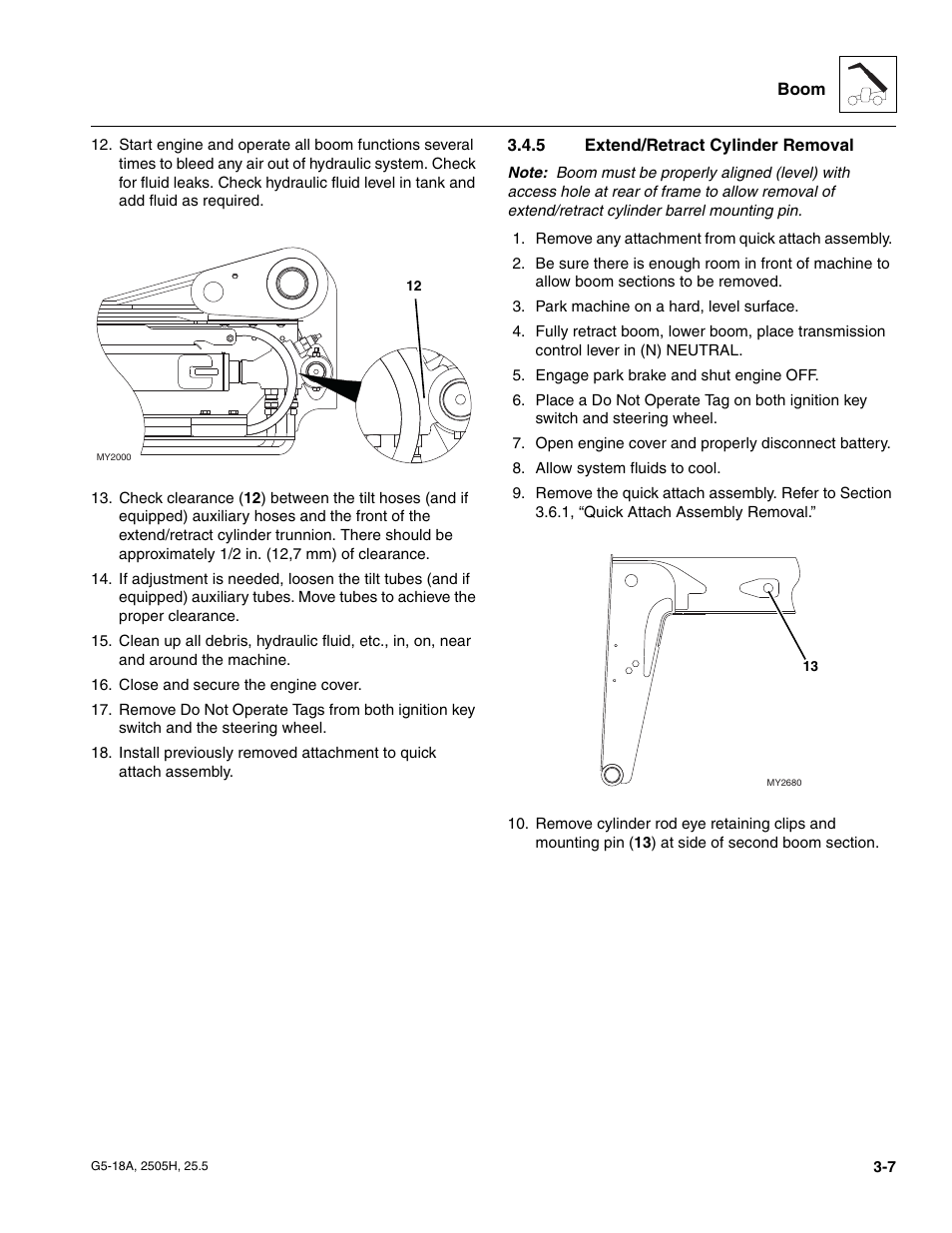 5 extend/retract cylinder removal, Extend/retract cylinder removal | JLG G5-18A Service Manual User Manual | Page 39 / 180