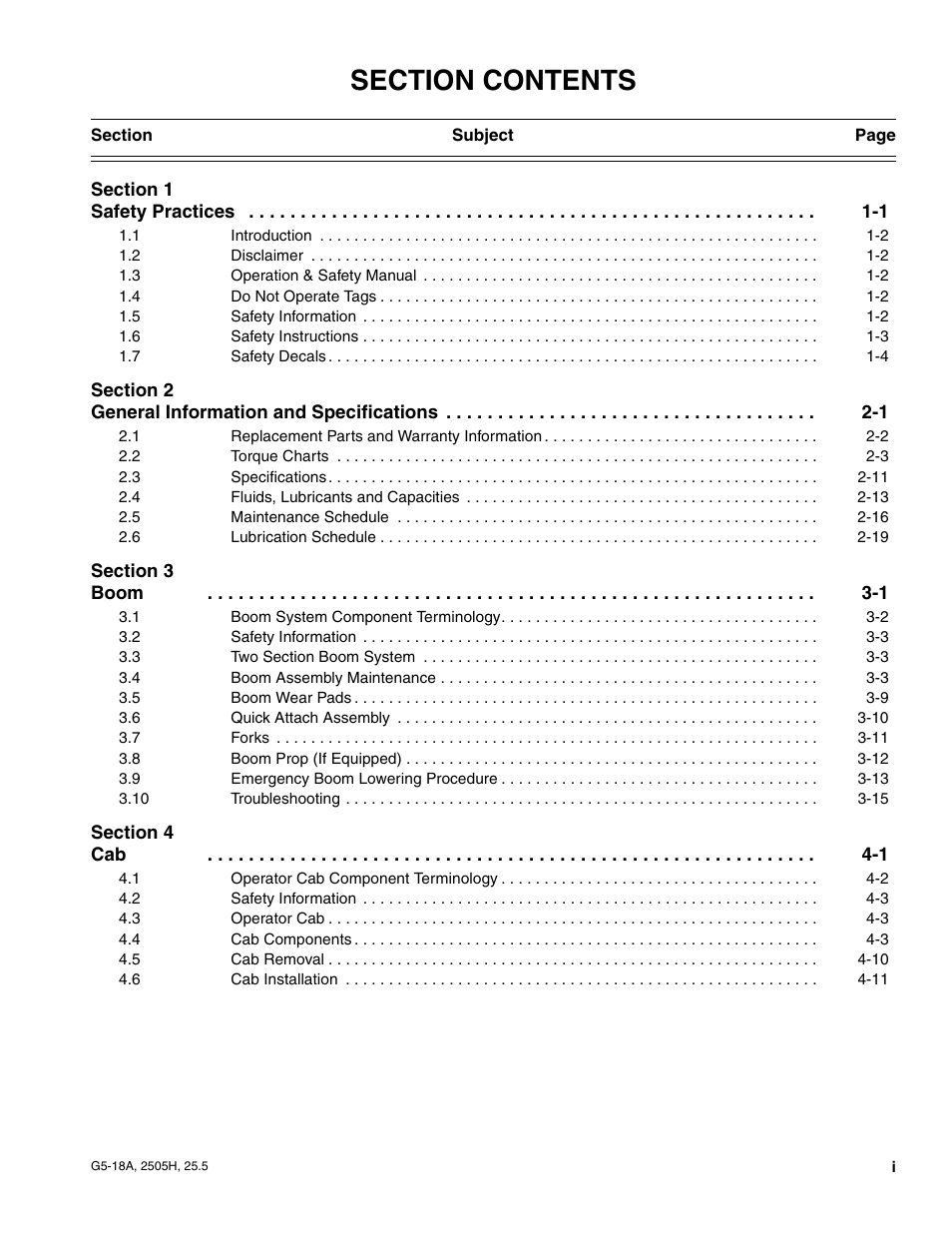 JLG G5-18A Service Manual User Manual | Page 5 / 180