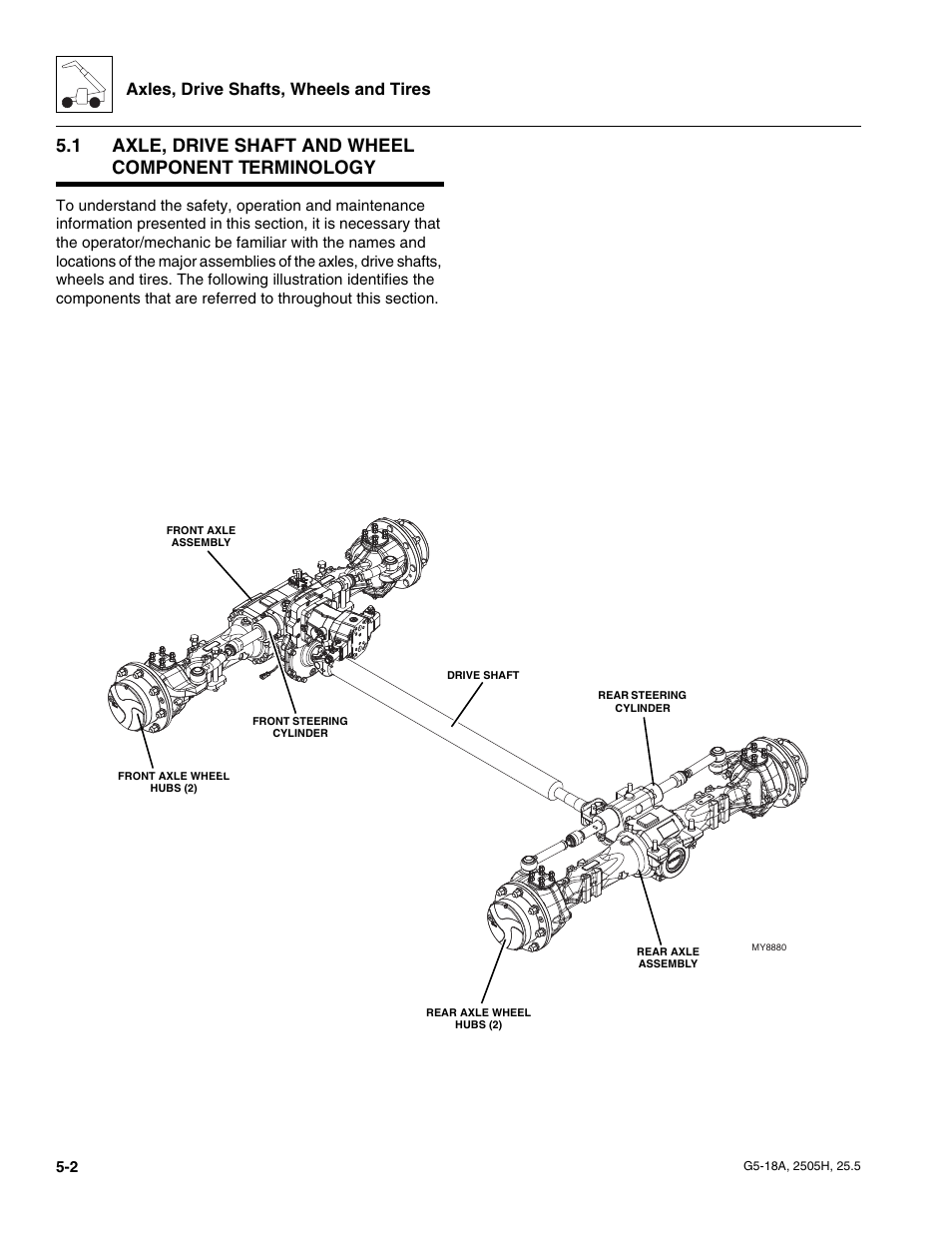 Axle, drive shaft and wheel component terminology, Axles, drive shafts, wheels and tires | JLG G5-18A Service Manual User Manual | Page 62 / 180