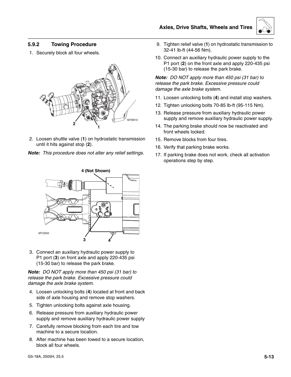 2 towing procedure, Towing procedure | JLG G5-18A Service Manual User Manual | Page 73 / 180