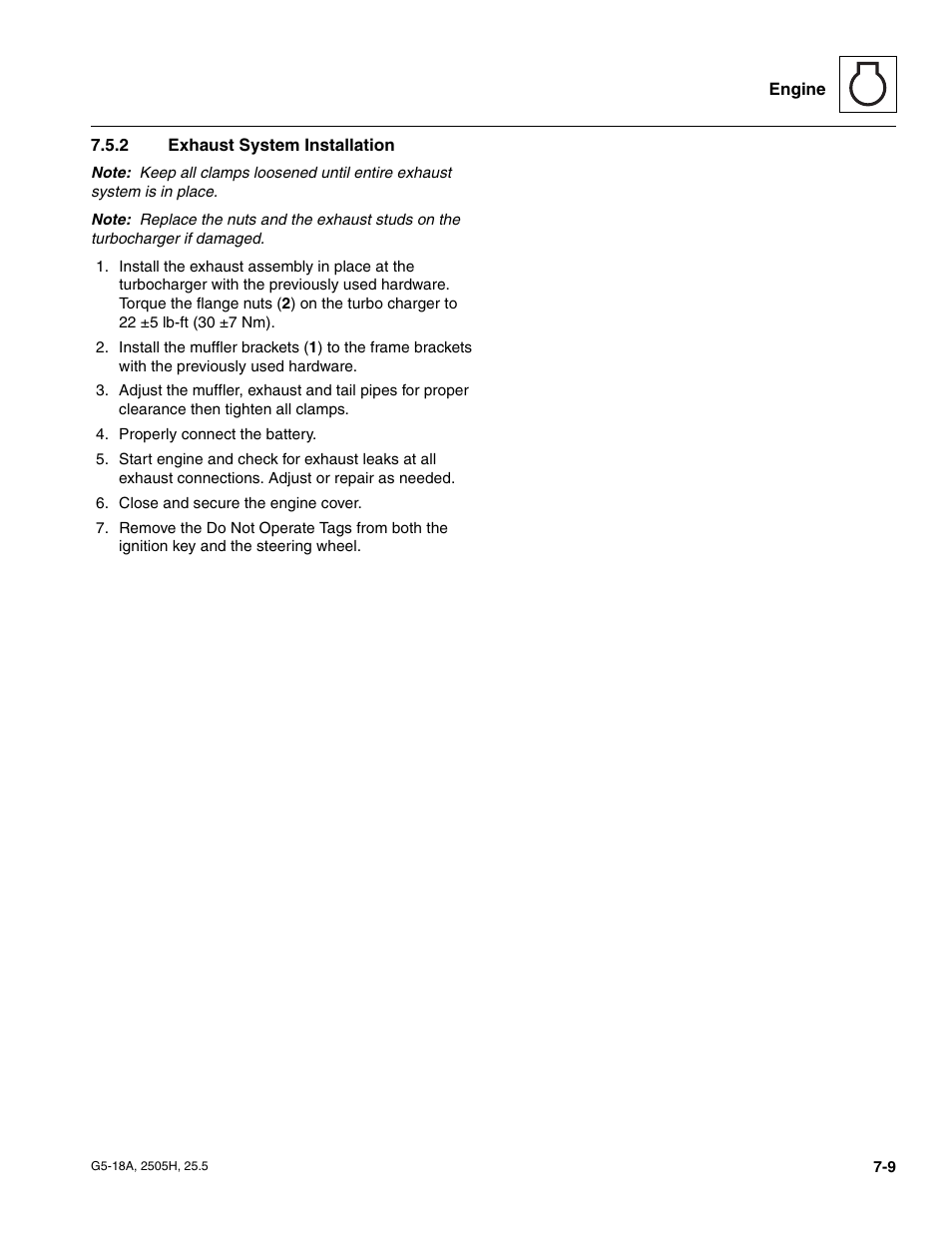 2 exhaust system installation, Exhaust system installation | JLG G5-18A Service Manual User Manual | Page 87 / 180
