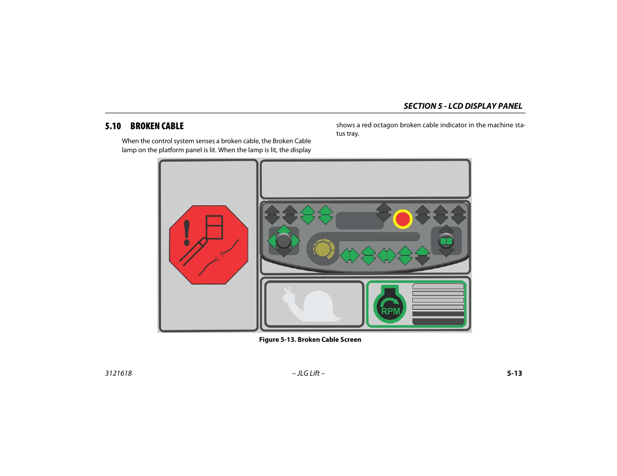 10 broken cable, 10 broken cable -13, Broken cable screen -13 | JLG 1850SJ Operator Manual User Manual | Page 113 / 160