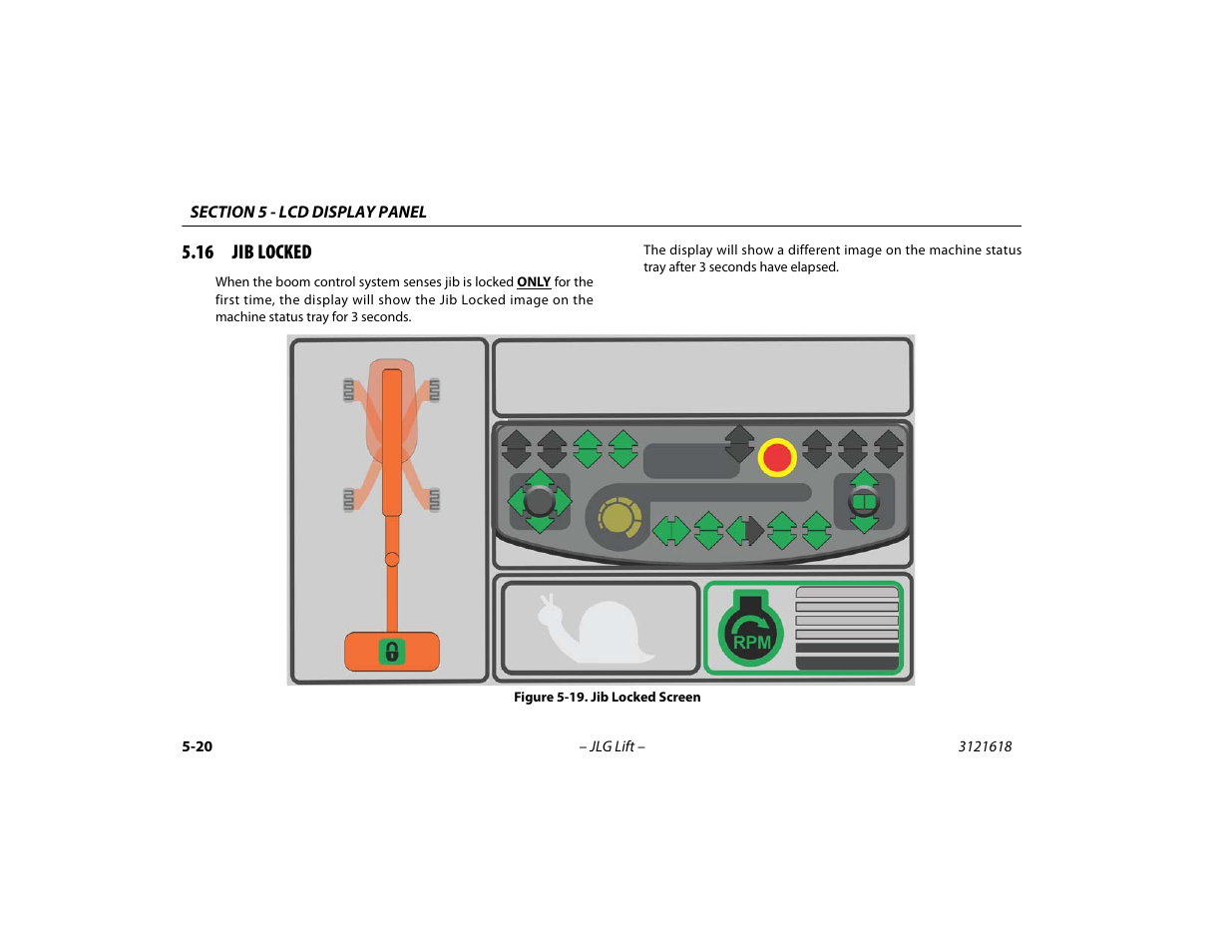 16 jib locked, 16 jib locked -20, Jib locked screen -20 | JLG 1850SJ Operator Manual User Manual | Page 120 / 160