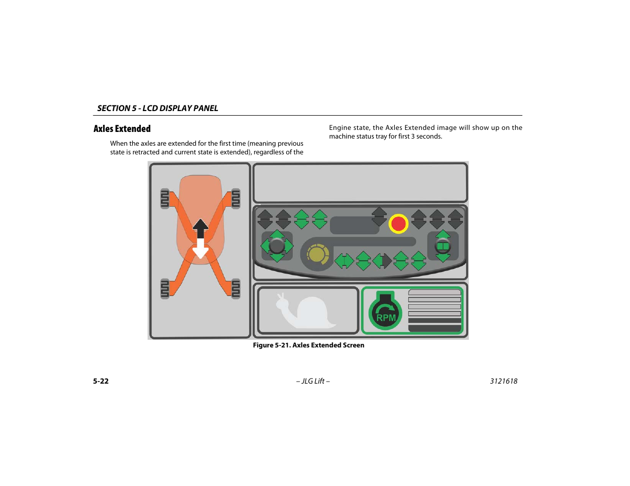Axles extended, Axles extended -22, Axles extended screen -22 | JLG 1850SJ Operator Manual User Manual | Page 122 / 160