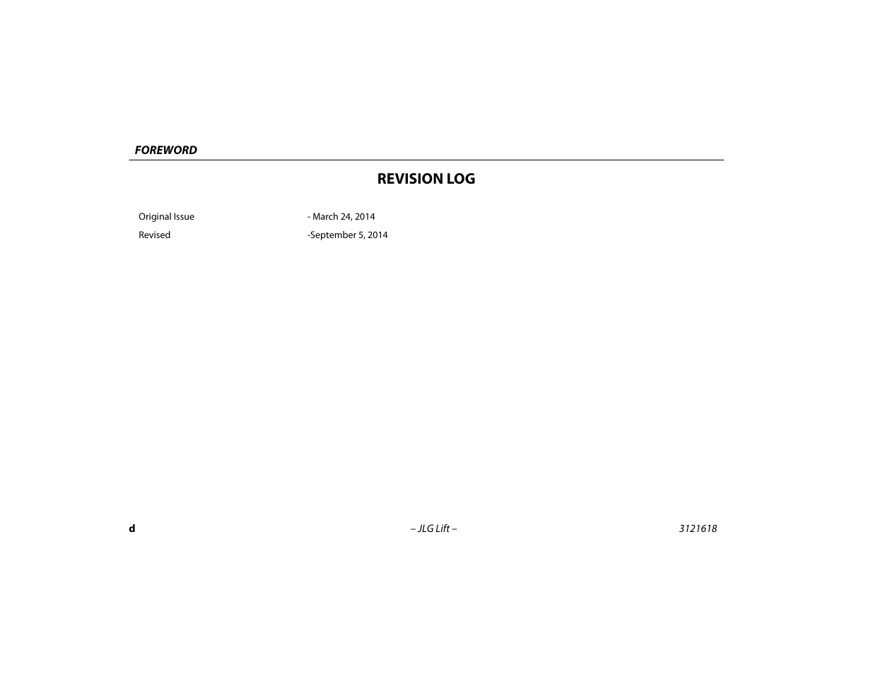 Revision log | JLG 1850SJ Operator Manual User Manual | Page 6 / 160