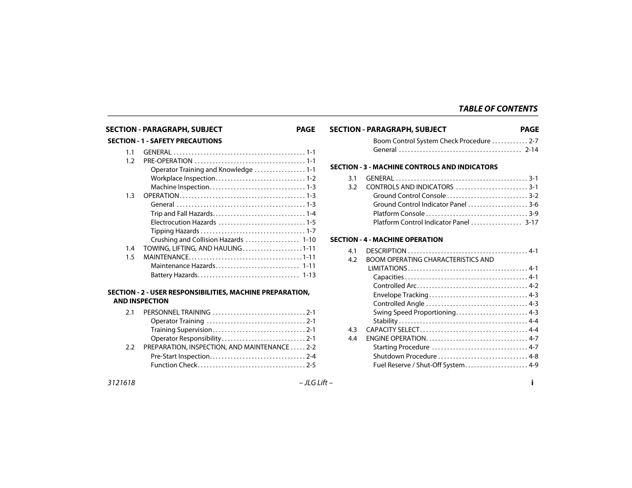 JLG 1850SJ Operator Manual User Manual | Page 7 / 160
