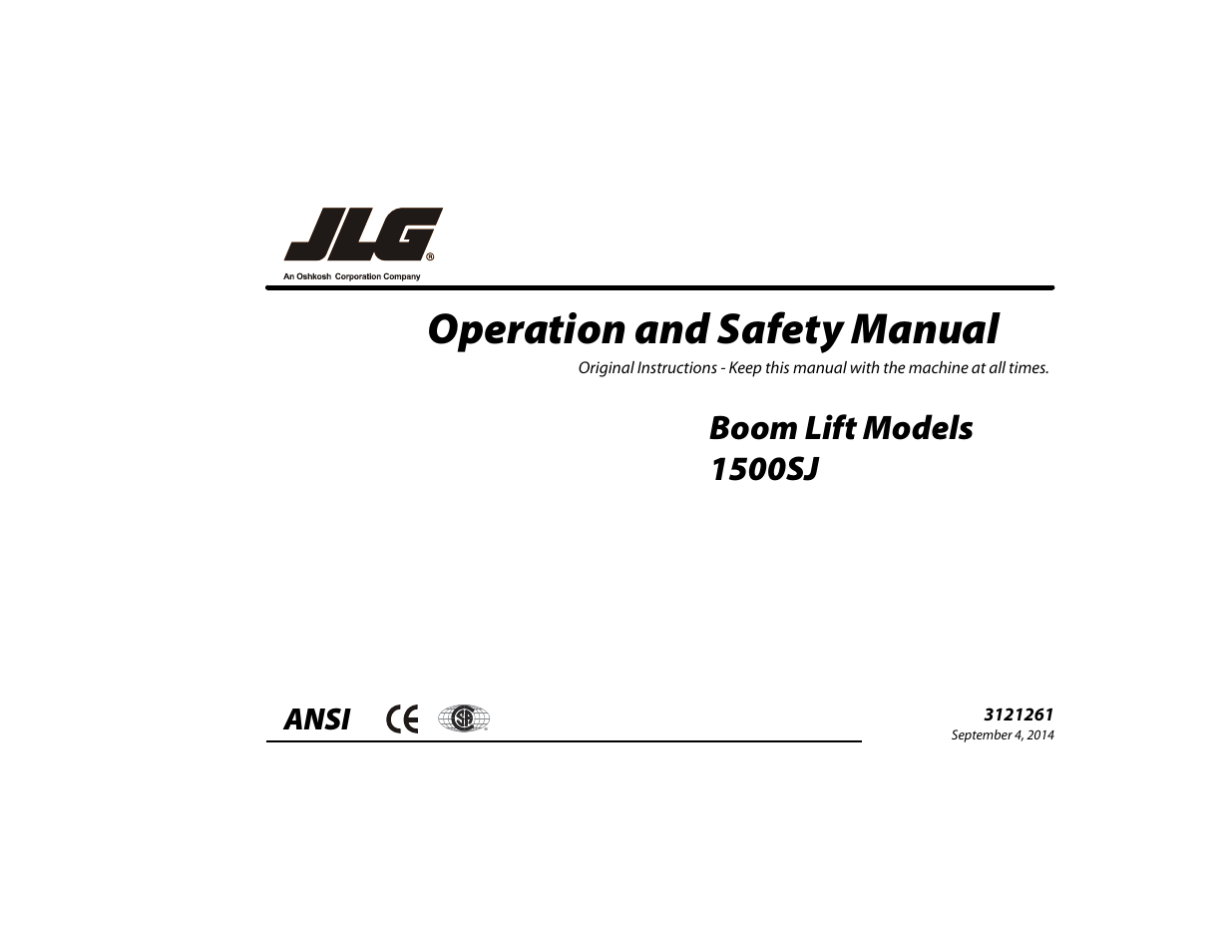 JLG 1500SJ Operator Manual User Manual | 192 pages