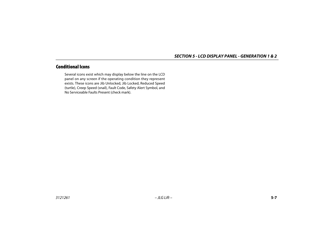 Conditional icons, Conditional icons -7 | JLG 1500SJ Operator Manual User Manual | Page 103 / 192