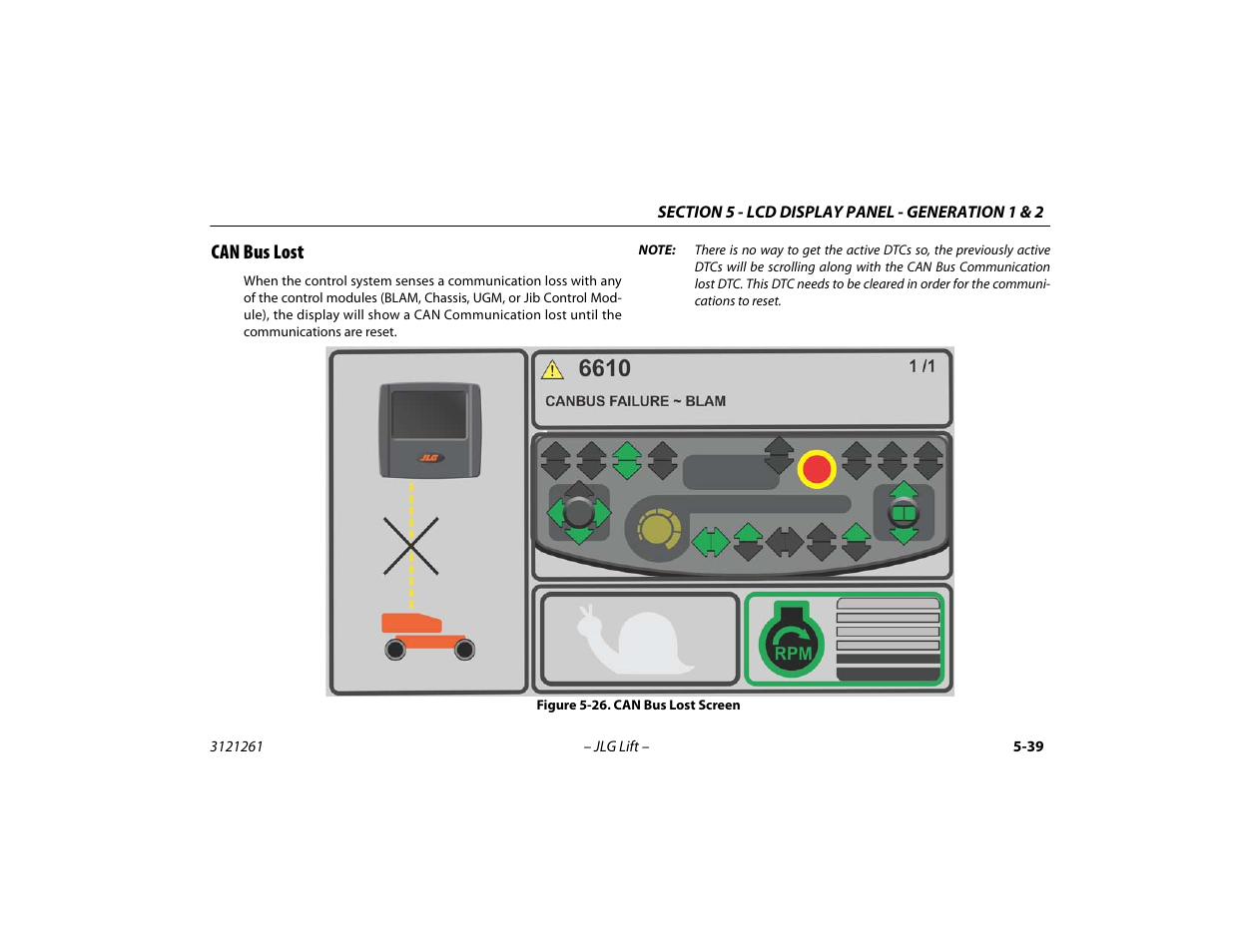 Can bus lost, Can bus lost -39, Can bus lost screen -39 | JLG 1500SJ Operator Manual User Manual | Page 135 / 192