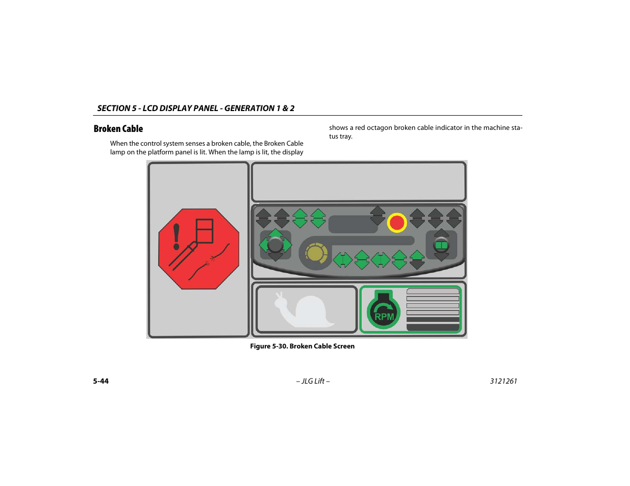 Broken cable, Broken cable -44, Broken cable screen -44 | JLG 1500SJ Operator Manual User Manual | Page 140 / 192