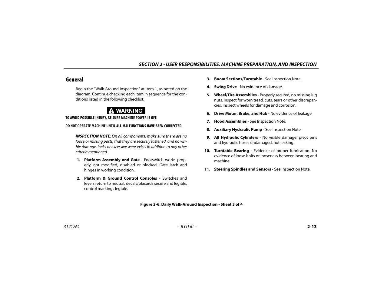 General -13, Daily walk-around inspection - sheet 3 of 4 -13, General | JLG 1500SJ Operator Manual User Manual | Page 41 / 192