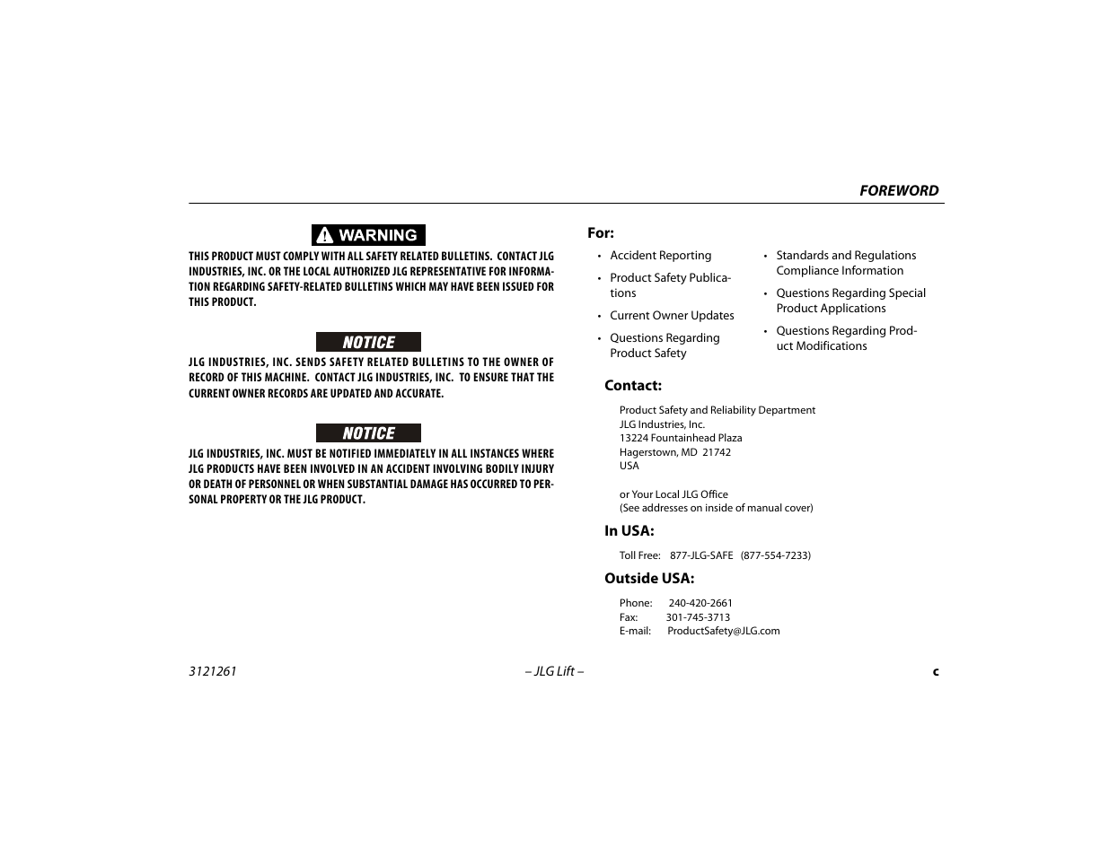 JLG 1500SJ Operator Manual User Manual | Page 5 / 192