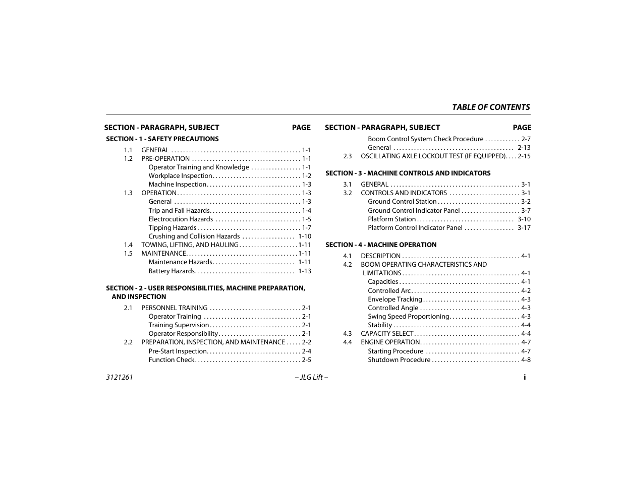 JLG 1500SJ Operator Manual User Manual | Page 7 / 192