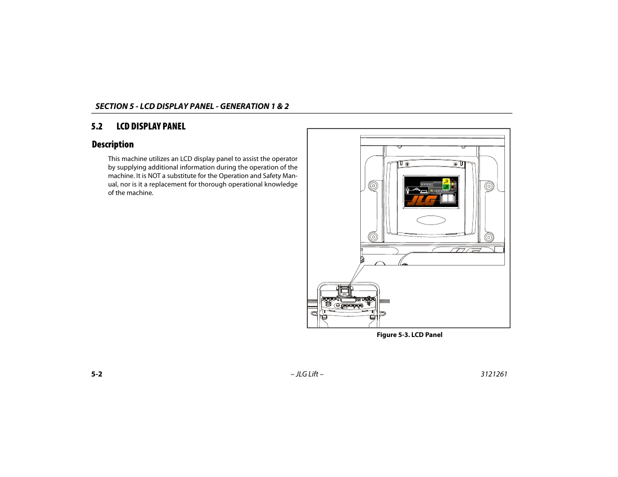 2 lcd display panel, Description, Lcd display panel -2 | Description -2, Lcd panel -2 | JLG 1500SJ Operator Manual User Manual | Page 98 / 192