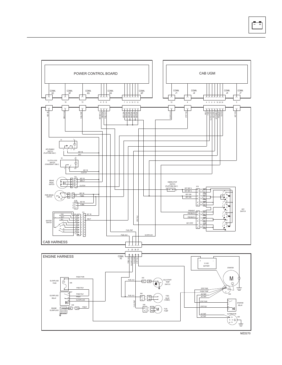 2 start circuit, Start circuit, Electrical system 9.8.2 start circuit | Power control board, Cab ugm, Engine harness cab harness | JLG 4013PS Service Manual User Manual | Page 163 / 236