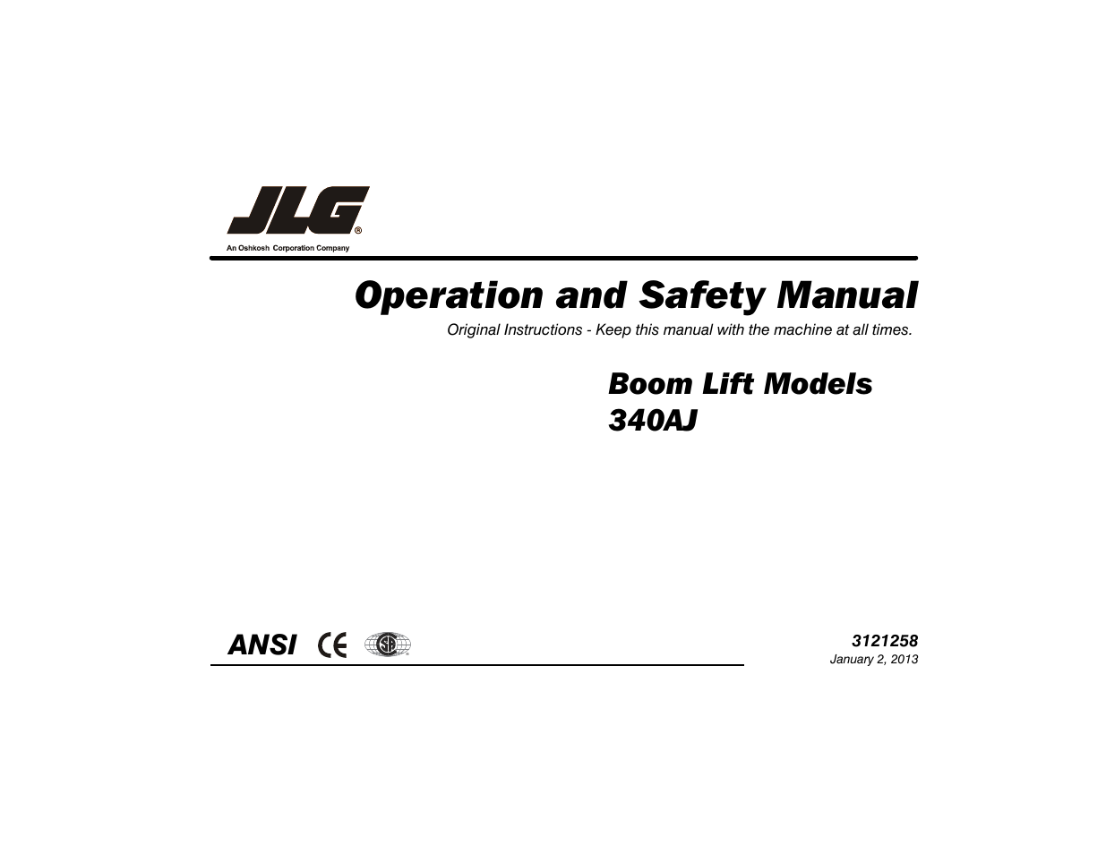 JLG 340AJ Operator Manual User Manual | 106 pages