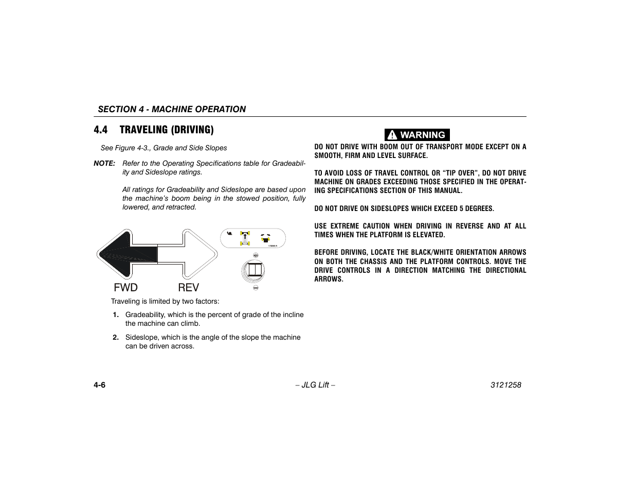 4 traveling (driving), 3 traveling (driving) -6 | JLG 340AJ Operator Manual User Manual | Page 54 / 106