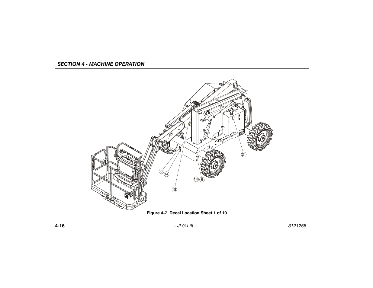 Decal location sheet 1 of 10 -16 | JLG 340AJ Operator Manual User Manual | Page 64 / 106