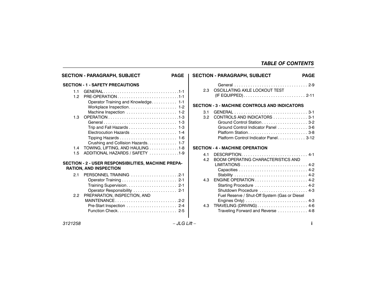 JLG 340AJ Operator Manual User Manual | Page 7 / 106