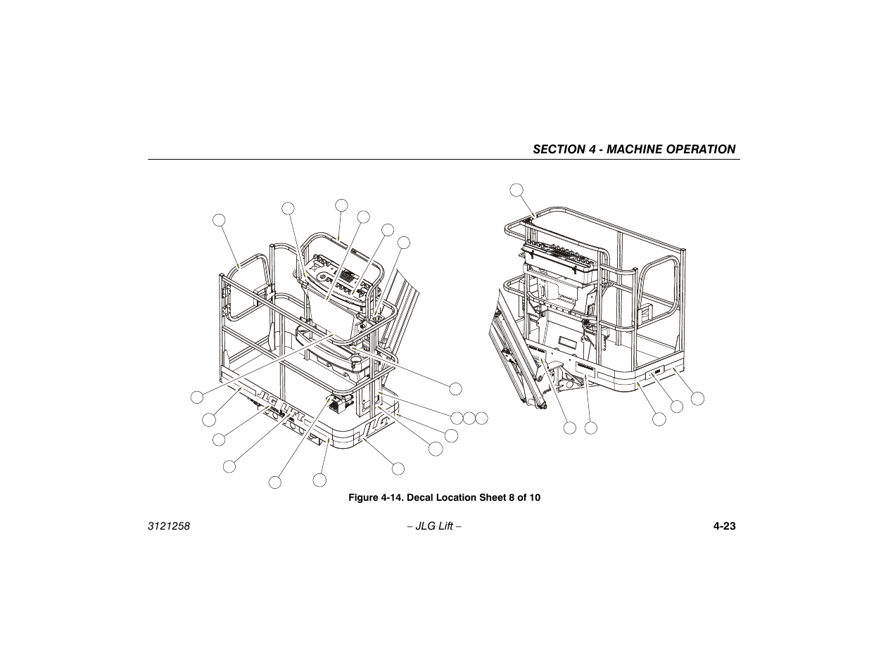 14. decal location sheet 8 of 10 -23 | JLG 340AJ Operator Manual User Manual | Page 71 / 106