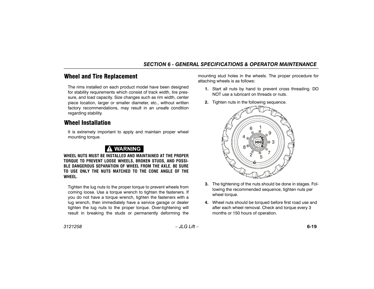 Wheel and tire replacement, Wheel installation | JLG 340AJ Operator Manual User Manual | Page 99 / 106