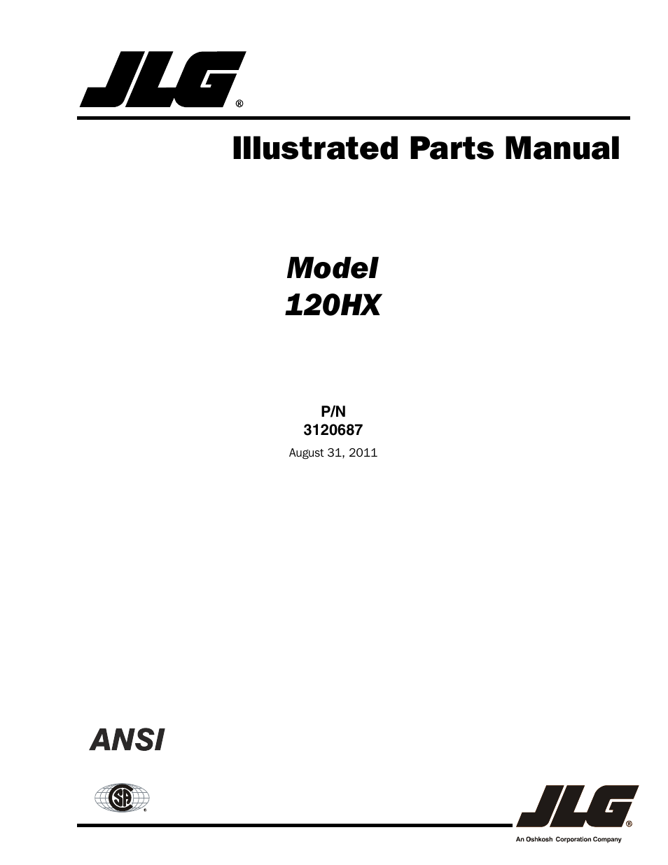 JLG 120HX ANSI Parts Manual User Manual | 210 pages