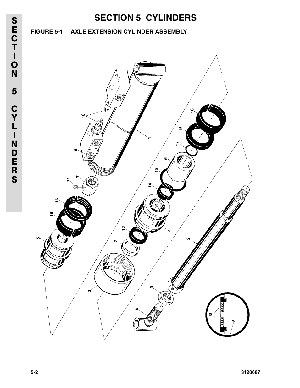 Figure 5-1. axle extension cylinder assembly | JLG 120HX ANSI Parts Manual User Manual | Page 140 / 210