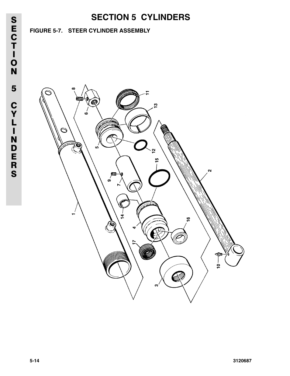 Figure 5-7. steer cylinder assembly | JLG 120HX ANSI Parts Manual User Manual | Page 152 / 210