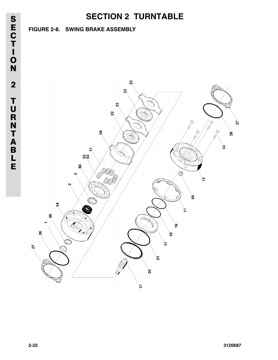 Figure 2-8. swing brake assembly | JLG 120HX ANSI Parts Manual User Manual | Page 54 / 210
