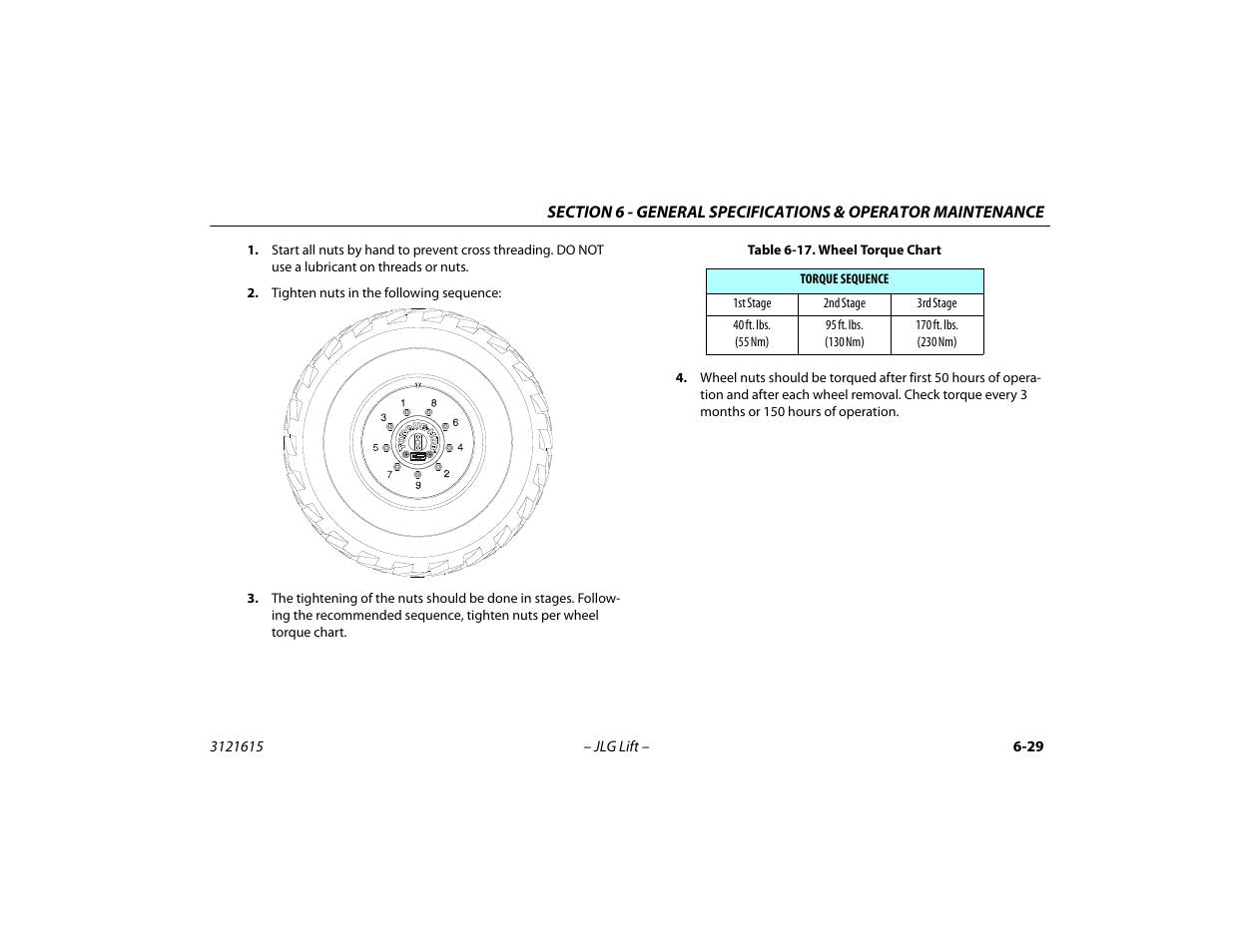 Wheel torque chart -29 | JLG 600A_AJ Operator Manual User Manual | Page 129 / 138