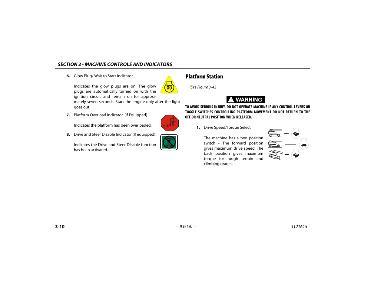 Platform station, Platform station -10 | JLG 600A_AJ Operator Manual User Manual | Page 54 / 138