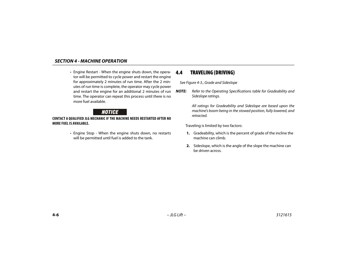4 traveling (driving), Traveling (driving) -6 | JLG 600A_AJ Operator Manual User Manual | Page 70 / 138