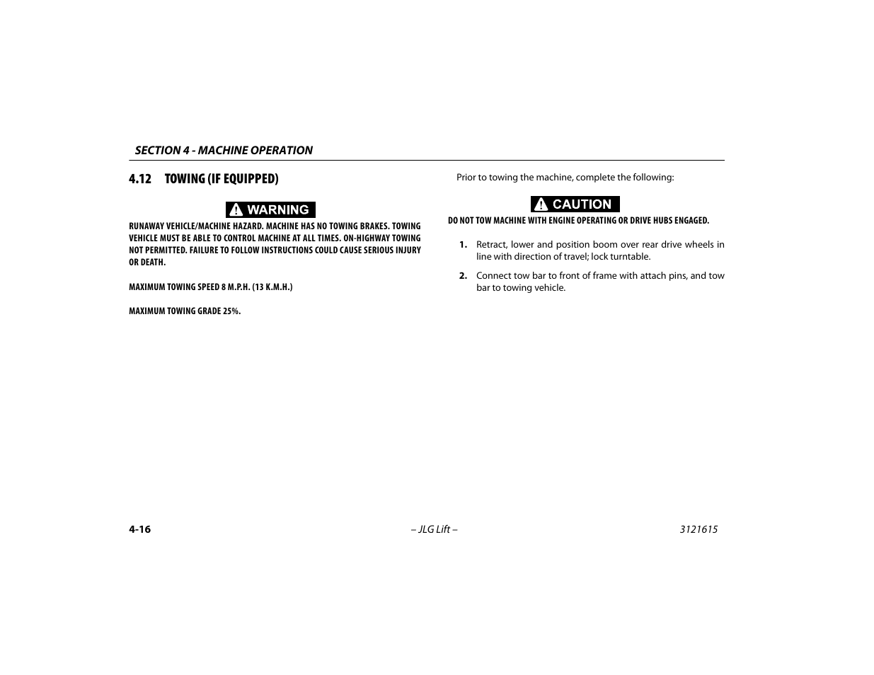 12 towing (if equipped), 12 towing (if equipped) -16 | JLG 600A_AJ Operator Manual User Manual | Page 80 / 138
