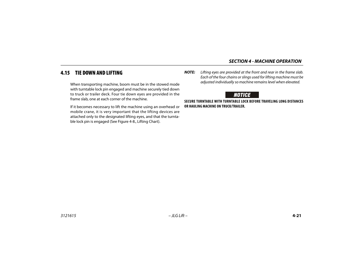 15 tie down and lifting, 15 tie down and lifting -21 | JLG 600A_AJ Operator Manual User Manual | Page 85 / 138