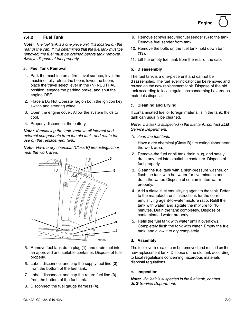 2 fuel tank, Fuel tank | JLG G6-42A Service Manual User Manual | Page 121 / 206