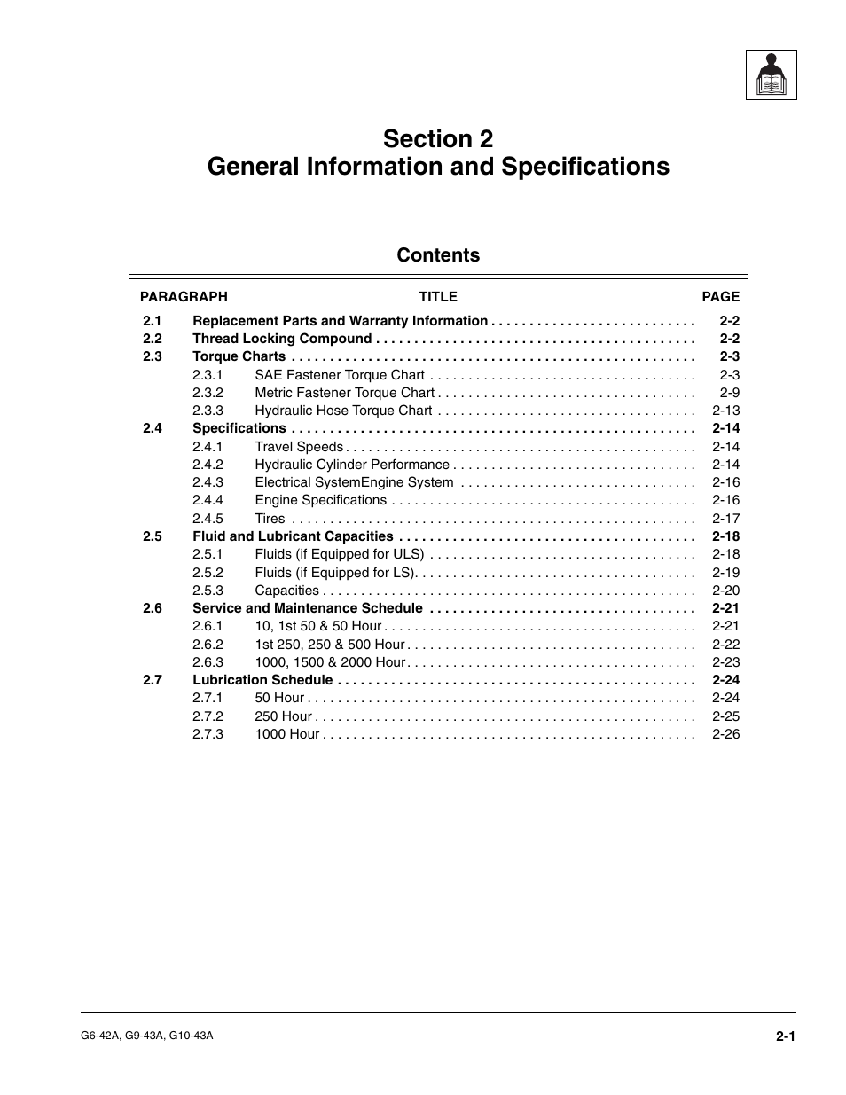 JLG G6-42A Service Manual User Manual | Page 13 / 206