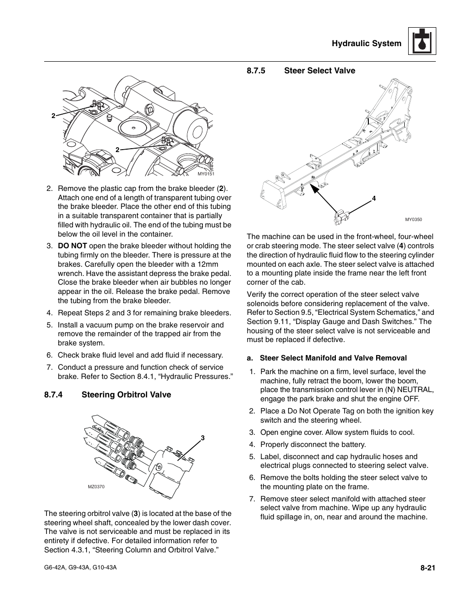 4 steering orbitrol valve, 5 steer select valve, Steering orbitrol valve | Steer select valve | JLG G6-42A Service Manual User Manual | Page 149 / 206