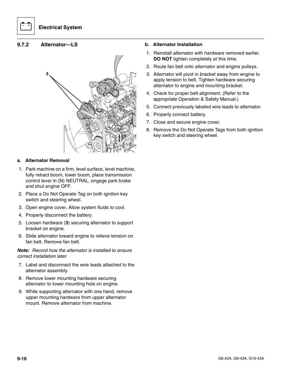 2 alternator—ls, Alternator—ls | JLG G6-42A Service Manual User Manual | Page 172 / 206