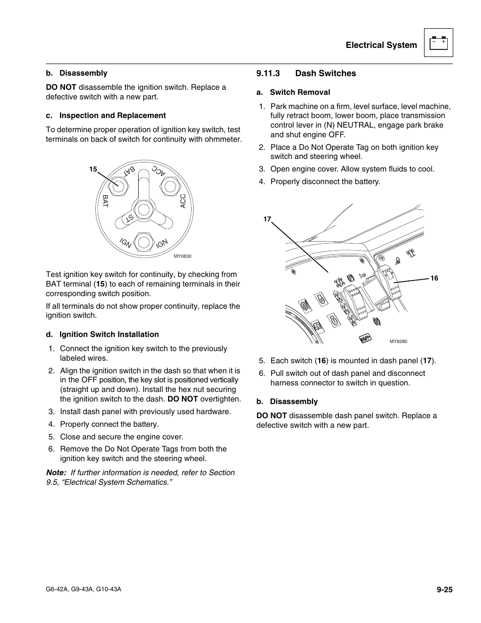 3 dash switches, Dash switches | JLG G6-42A Service Manual User Manual | Page 181 / 206