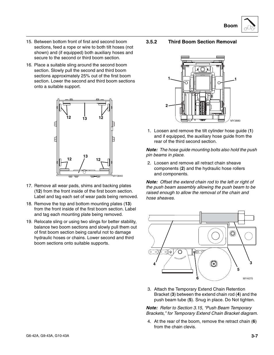 2 third boom section removal, Third boom section removal | JLG G6-42A Service Manual User Manual | Page 45 / 206