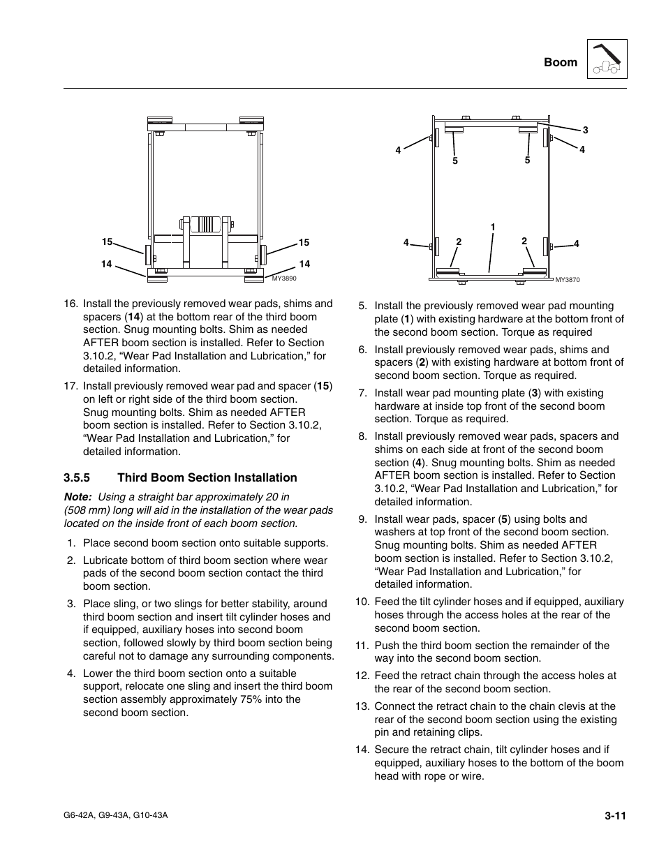 5 third boom section installation, Third boom section installation | JLG G6-42A Service Manual User Manual | Page 49 / 206